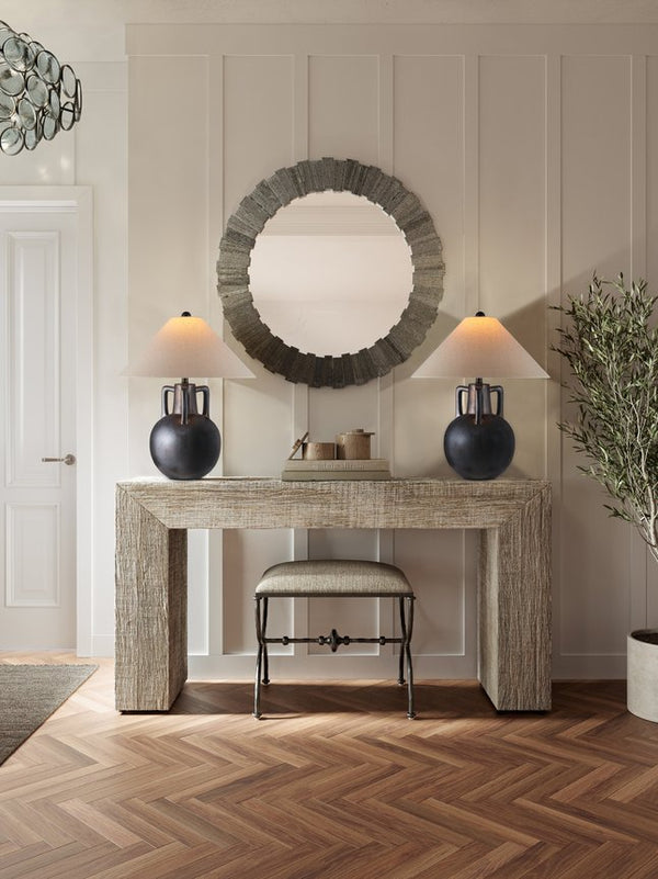 Currey & Company Autry Table Lamp - Unique Ceramic Jug Design With Hand-sprayed Glaze, Bronze Hardware & Empire Shade Gray Ceramic 6000-1035-currey-company