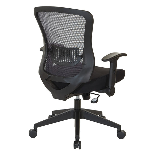 OSP Home Furnishings Dark Air Grid Mesh Back Manager Chair with Lumbar Support and Ergonomic Synchro Tilt Control 515-F37N1F2
