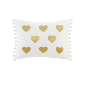 English Elm 3 Pcs Twin/Twin Xl Metallic Printed Plush Comforter Set - Chic White/Gold With Decorative Pillow B035P319889