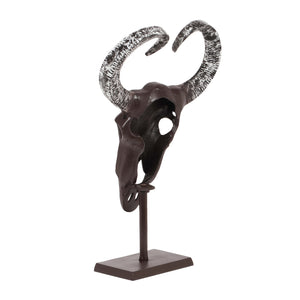 English Elm Christopher Knight Home® - Taurus Aluminum Bull Skull on Stand — Handcrafted Bronze Whitewash Accent Decor, Rustic Southwest Centerpiece 68772.00
