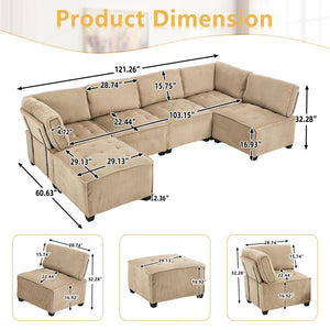 English Elm United We Win U-Shaped Modular Sectional Sofa - Cozy 6-Seat Couch With Reversible Chaise & Pet-Friendly Design W1568S00155-GIGA