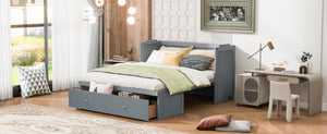 English Elm Queen Murphy Wall Bed with Pull Out Drawer and Built in Usb Charging Cabinet Gray N708P205905E