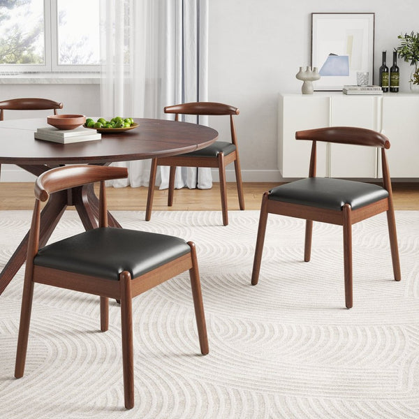 English Elm 47" Round Wood Dining Table Seats Six with Industrial Metal Base for Modern Homes T3623P437354