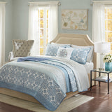 Madison Park Essentials Sybil Cottage/Country 8 Piece Quilt Set with Cotton Bed Sheets MPE13-512 Blue