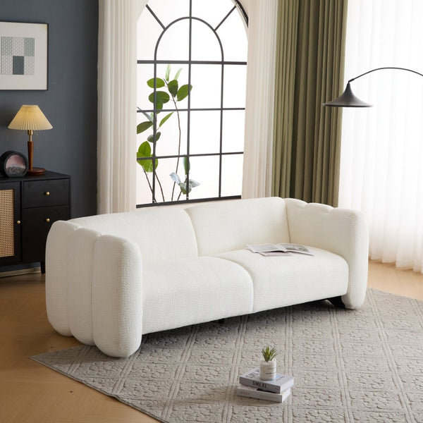English Elm Tonson Wave Silhouette Boucle Three Seater Sofa Sculptural Modern Living Room Seating White N773IS00030CC