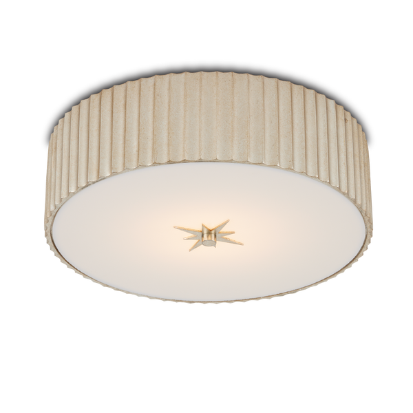 Caravel Silver Flush Mount Light Fixture - Contemporary Drum Design with Soft Frosted Glass Diffuser