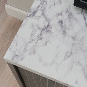 English Elm Credenza, Stylish Brown Finish Tv Stand For 65” Tvs With Faux Marble & Ample Storage Solutions B356P367793