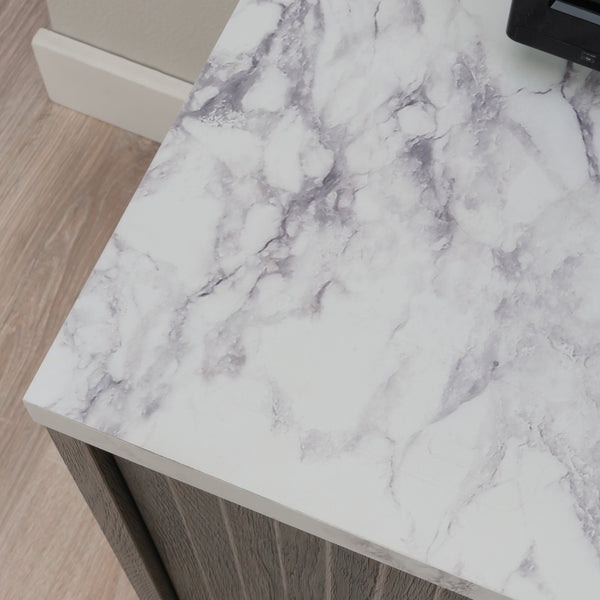 English Elm Credenza, Stylish Brown Finish Tv Stand For 65” Tvs With Faux Marble & Ample Storage Solutions B356P367793