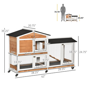 English Elm PawHut 63" 6-Tier Small Animal Habitat with Hammock, Heavy-Duty Steel Cage, Wheels & Removable Tray Natural Wood W2225P217663