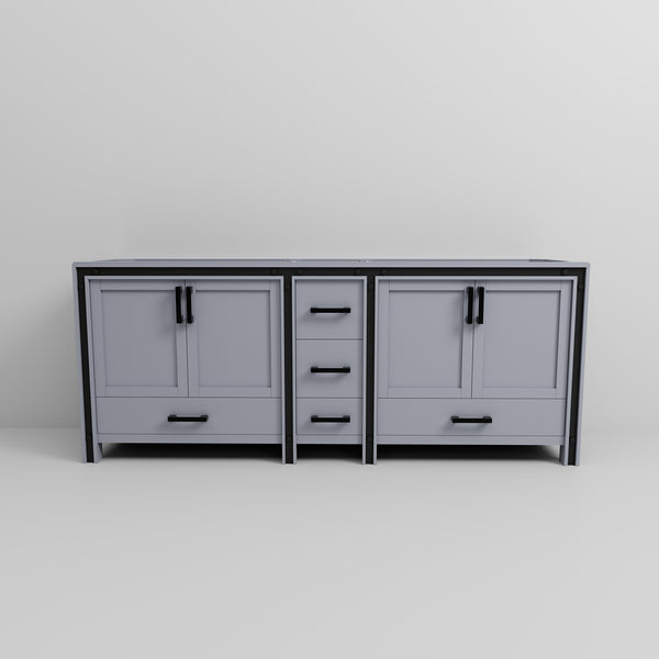 English Elm Dark Grey Double Bath Vanity - 84-Inch Spacious Design With Soft-Close Doors & Ample Storage Solutions B2731P260754