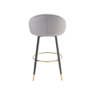 English Elm 40.5" Pleated Velvet High Back Barstools with Gold Ring Footrest Lounge Set of 2 N780P270114G