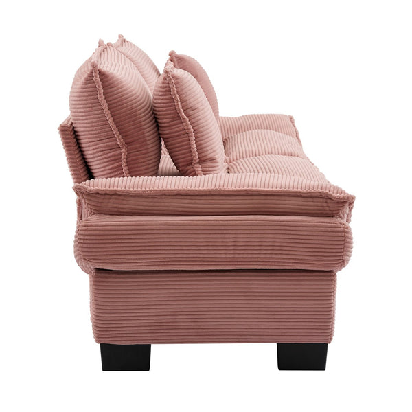 English Elm Corduroy Modern Sofa Sleeper Loveseat with Double-Layer Cushions, Two Pillows, Sturdy Frame 84" Pink W676P227339