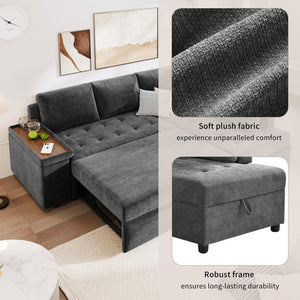 English Elm Mirod L Shaped Sleeper Sectional with Hidden Storage and Fold Out Bed for Apartments N760S0000030G