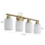 English Elm 4-Light Golden Bathroom Vanity Light Fixture, Frosted Glass Shades, Modern Wall Mounted Lighting (No Bulbs)