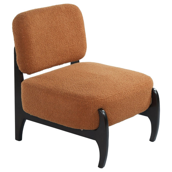 English Elm 26" Boucle Lounge Chair Solid Wood Frame Woven Texture Minimalist Seat for Any Room Orange N767P408732G