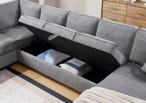 English Elm Samira Chenille Sectional with Chaise Underseat Storage and Pocket Coil Cushions B2749S00263