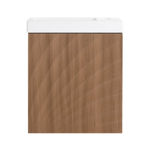 English Elm 18.5" Compact Wall-Mounted Bathroom Vanity With Stylish Resin Sink & Soft-Close Door, Walnut Finish W1972P362137