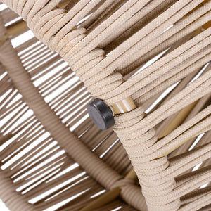 English Elm Acacia Wood Round Side Table Handwoven Rope Base Outdoor Coastal Boho Accent N770P380264B
