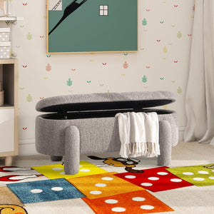 English Elm Jennifer Taylor Home - Hugo 49" Oval Fully Upholstered Storage Bench in Moss Boucle — Cozy sherpa-like texture, chic modern style, versatile seating and hidden storage (50" L x 19" W x 15" H) Brown B2719P238469