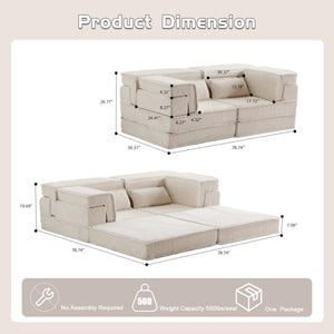English Elm Compression Modular Sofa Bed - Versatile No Assembly Floor Couch With Soft Circle Fleece Fabric W3723P377147