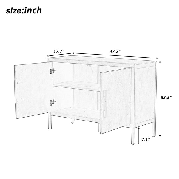 English Elm U_STYLE 47.2-Inch Farmhouse Sideboard with Ash Veneer, Double-Door Storage, Iron Handles, Stable Design Espresso N711P241278D