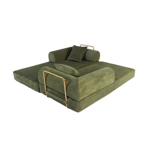 English Elm 2-in-1 Foldable Cloud Sofa Bed Plush Faux Fur Memory Foam Sleeper for Apartments W3422S00005