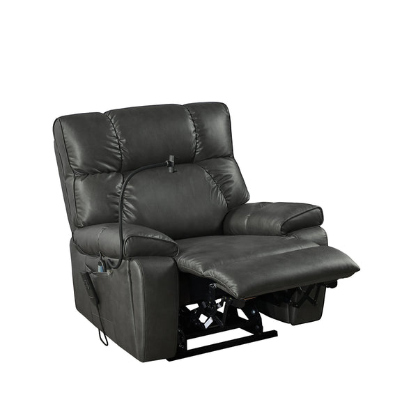 English Elm Recliner Power Lift with Dual OKIN Motors, Massage & Lumbar Heat, Infinite Recline, Cup Holders Gray W820S00024