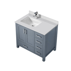 English Elm Dark Grey Bath Vanity With Cultured Marble Top & Faucet Set - Stylish Storage For Modern Bathrooms B2731P259035