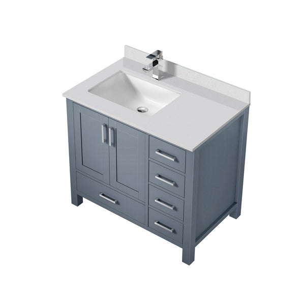 English Elm Dark Grey Bath Vanity With Cultured Marble Top & Faucet Set - Stylish Storage For Modern Bathrooms B2731P259035