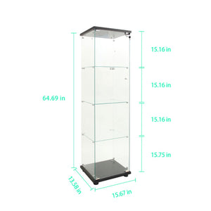 English Elm Tempered Glass Display Cabinet - Versatile Wine, Storage & File Cabinet With Led Light, Adjustable Feet W3155P268117-GIGA