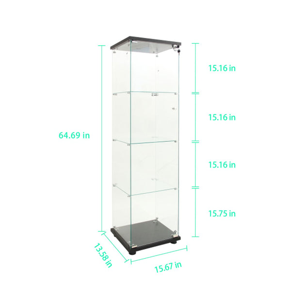 English Elm Tempered Glass Display Cabinet - Versatile Wine, Storage & File Cabinet With Led Light, Adjustable Feet W3155P268117-GIGA