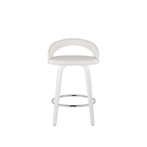 English Elm Fixed-height Swivel Counterstools with Faux Leather Seats Chrome Footrest Set of 2 B202S01834