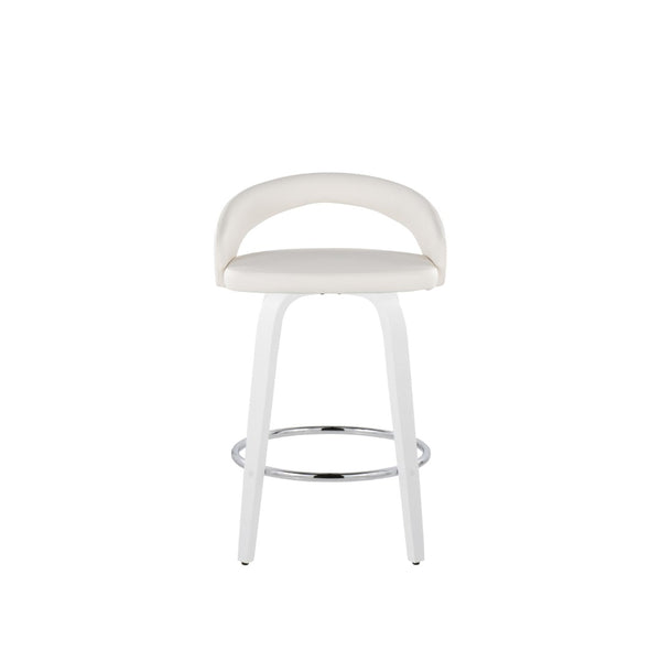 English Elm Fixed-height Swivel Counterstools with Faux Leather Seats Chrome Footrest Set of 2 B202S01834