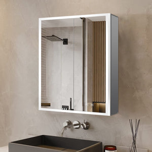 English Elm Mesa Aluminum Led Medicine Cabinet with Defogger Touchscreen and Soft Close Doors B2731P478361