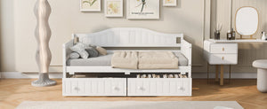 English Elm Twin Wood Daybed Sofa with Storage Drawers Arched Frame for Guest or Kids Room N708P357111K