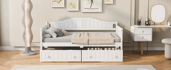 English Elm Twin Wood Daybed Sofa with Storage Drawers Arched Frame for Guest or Kids Room N708P357111K