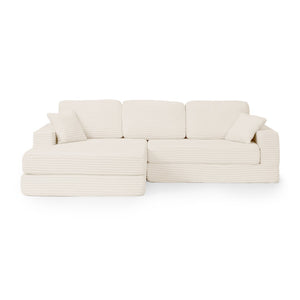 English Elm Left Sectional Corduroy Sleeper Sofa Modular L Shape Design for Modern Apartments W487S00300