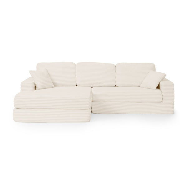 English Elm Left Sectional Corduroy Sleeper Sofa Modular L Shape Design for Modern Apartments W487S00300