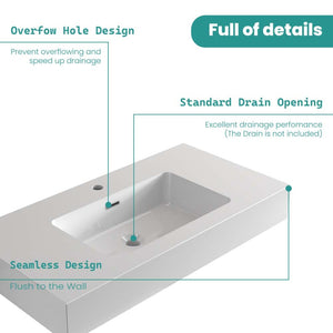 English Elm Bb02-36-101, Seamless Solid Surface Basin Glossy White Integrated Vanity Top for Bathrooms W1865107115