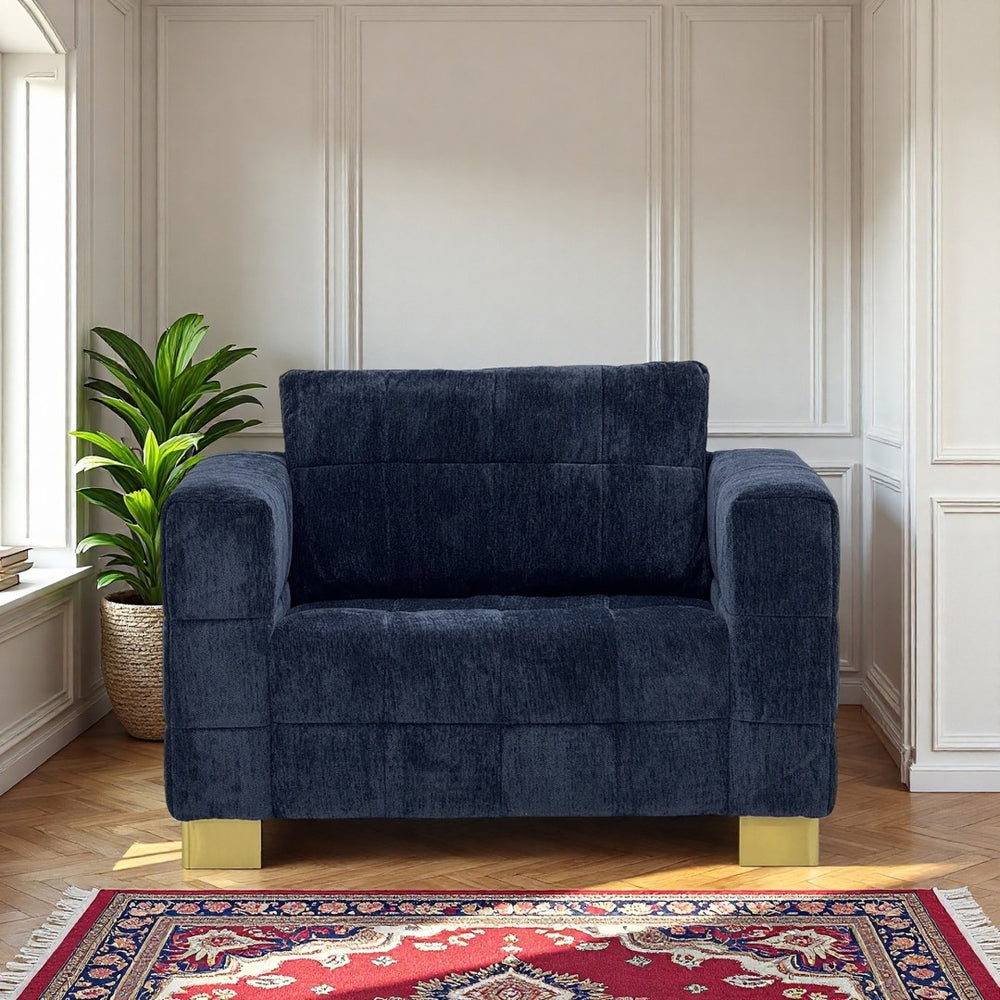English Elm Fx-p54-1s-rb Plush Polyester Accent Chair with Gold Metal Legs for Modern Interiors W576S00171
