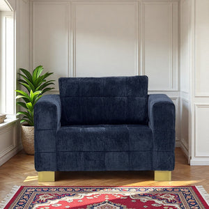 English Elm Fx-p54-1s-rb Plush Polyester Accent Chair with Gold Metal Legs for Modern Interiors W576S00171