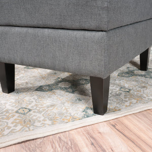 English Elm Christopher Knight Home® - STORAGE ottoman with tufted waffle stitch, birch wood legs, ample hidden storage and contemporary style Dark Gray 57608.00DGY