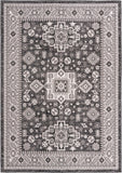 Unique Loom Outdoor Aztec Chalca Machine Made Border Rug Charcoal Gray, Ivory 7' 10" x 11' 0"