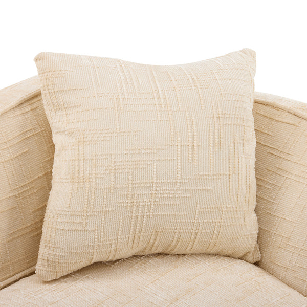 English Elm Beige Curved Two-Person Sofa with Chenille Fabric, Foam+Spring Support, 2 Pillows, Space-Saving Design W3612P350752