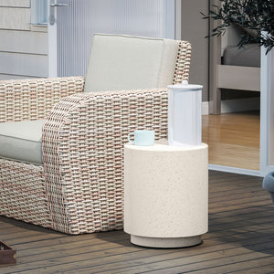 English Elm Nordic Cylindrical Side Table Imitation Concrete Ore Powder Build for Indoor Outdoor Use T3971P406034