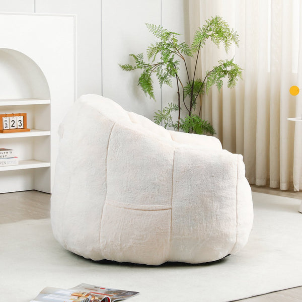 English Elm Bean Bag Chair - Luxurious Faux-Fur Sofa With High-Density Foam For Ultimate Comfort & Style W2200P313805