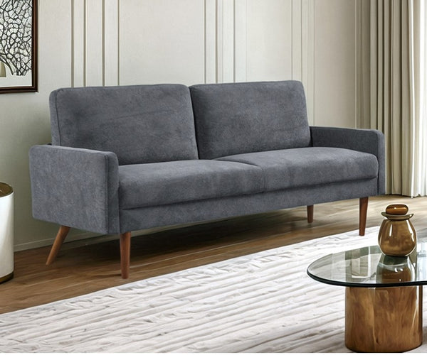 English Elm Velvet Kent 3-Seater Sofa with Plush Upholstery, European Modern-Vintage Design and Durable Build Grey B2735P291967