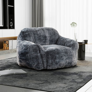 English Elm Soft Tore Lounger Memory Foam Bean Bag Chair with Armrests — Modern Blue-Gray Sofa for Game Room Comfort B2741P330122