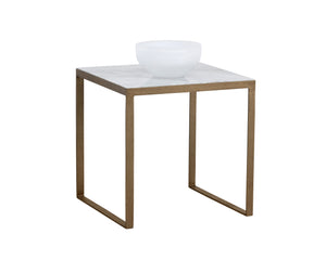 Sunpan Evert Modern Marble End Table with Antique Brass Frame - Unique Italian Design for Stylish Living