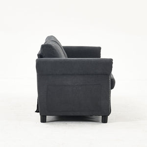 English Elm U_Style Convertible 2-in-1 Sofa Bed Sleeper with Large 63"x70.9" Mattress, Retro Rivet Accent Design DARK GREY W2705S00019